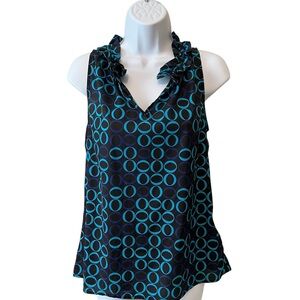 Banana Republic Women’s Tank Top Ruffle Neck “V” Black, Purple, Aqua, Size Small